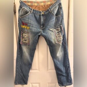 Stylish Insulated Blue Distressed Jeans for Men size 38